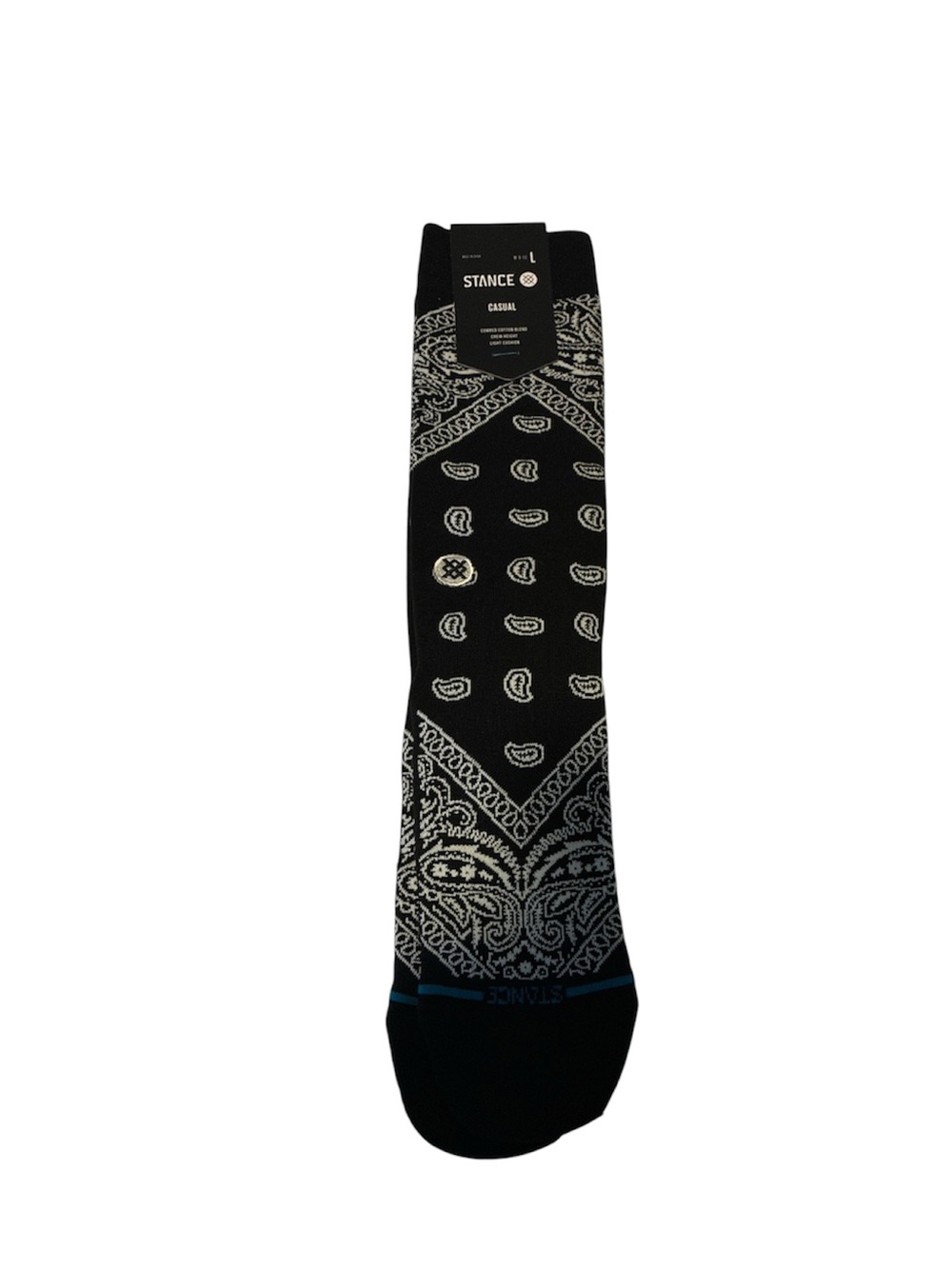 Men's Bandana Casual Crew Socks (Sock Size:9-13, Black)
